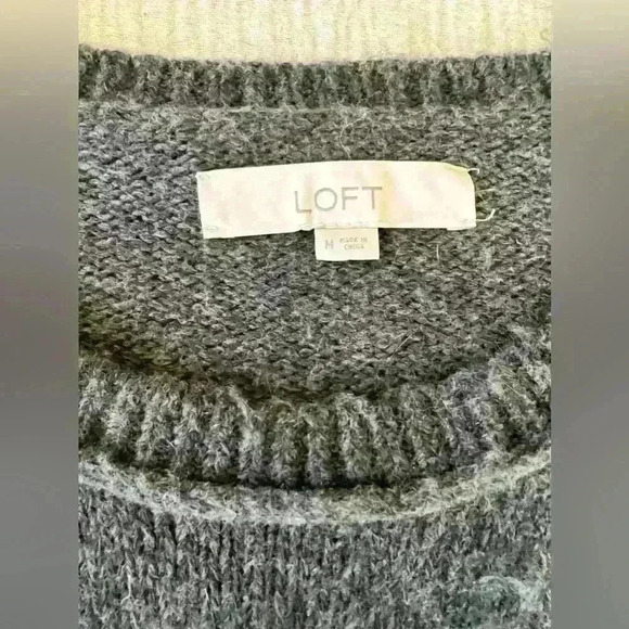 LOFT Charcoal Gunmetal Gray Oversized Embellished Sweater Pullover - Size M - Picture 8 of 10